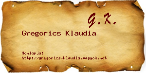 Gregorics Klaudia névjegykártya